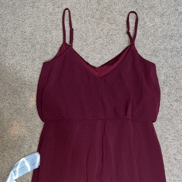 Dress the Population Gracelyn Blouson Jersey Maxi Gown Thigh High Slit Burgundy - Picture 10 of 14